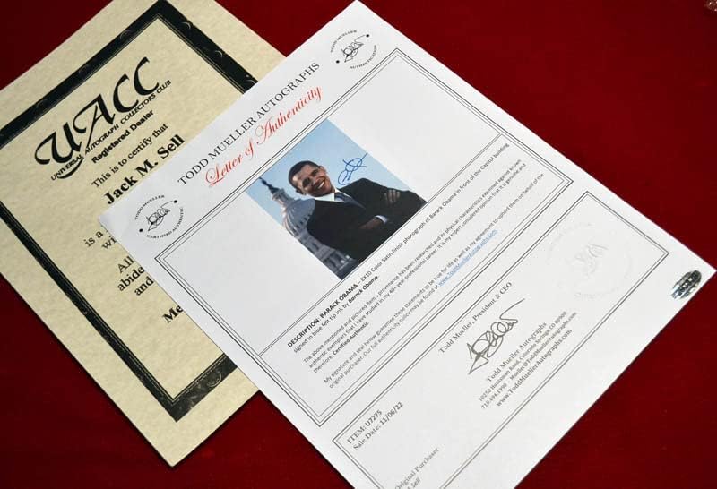 Претседателска фотографија на Барак Обама, потпишана автограм, COA, UACC RD#228, PSA/DNA гарантирана, елегантно врамена, повеќе