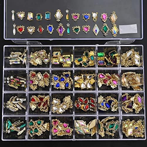 Декорации за уметност со нокти 1box, поставени кристални нокти привлечни дијаманти DIY скапоцени делови за нокти