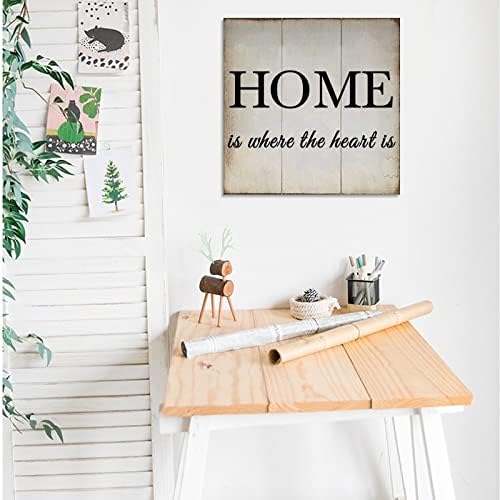 Инспиративен цитат за инспирација, рустикален дрвен wallиден wallид, дрвен знак плакета за домашна кујна, домот е местото каде што е срцето