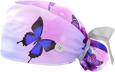 Неверојатна бајка за пеперутка бајка виолетова прилагодлива работна капа со копчиња Еластична лента за лента за време на жените