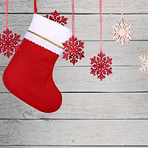 Cooraby 24 пакувања црвени почувствувани божиќни чорапи 15 инчи Божиќни камиони виси чорапи за одмор Декорации за Божиќни украси за