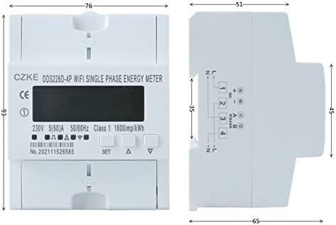 NYCR DDS226D-4P единечна фаза WiFi Smart Energy Meter Monitoring Timer Timer со заштита на струја на напон 60A 90-300V