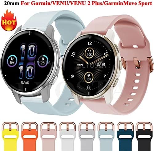 Silicone Silicone Watchbard Strap за Garmin Venu/SQ/Venu2 Plus/Forerunner 245 645 Garminmove Sport Smart Watch Barcelet 20mm