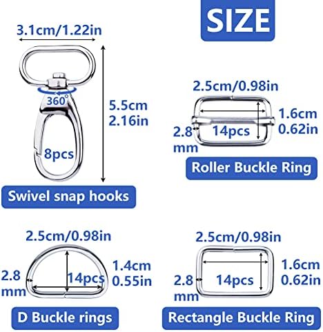 Lunarm Metal Hook Ring со вртење на вртливите спојки на слајд-прстени со правоаголник прстен за чанти за клучеви за миленичиња јака за миленичиња