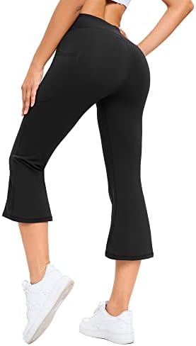 G4Free Bootcut Capris for Women Flare Yoga пантолони со џебови вкрстени/рамни половини со високи половини