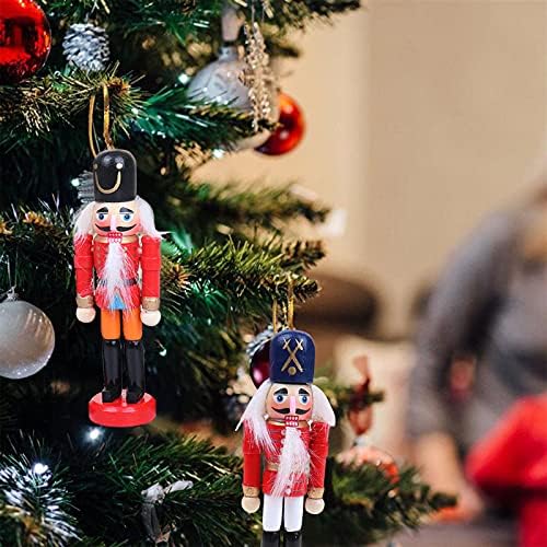 Hileyu 6 парчиња Оревокршач Војник Божиќни украси 12 см дрвени војници Божиќни оревици украси војник куклена за новогодишна елка, Божиќни украси