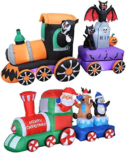 Пакет за украси на Ноќта на вештерките и Божиќните забави, вклучува 8 стапки со надувување на надувување на надувување на возот и тиквата од надгробна