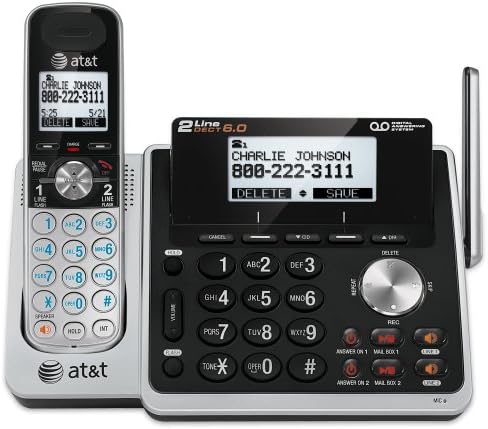 AT & T TL88002 Додаток за безжични слушалки, сребрена/црна | Потребно е AT&T TL88102 за проширување на телефонскиот систем за работа за