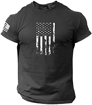 Кошули за мажи 4-ти јули Графички маици за мажи Американски американски знамиња печатени кратки ракави атлетски врвови