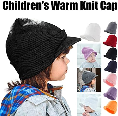 Амеки зимска плетена капа, капчиња за визир, капаче, топло меко плетено капачиња со капачиња со уши, визир за бебиња за момчиња за бебиња