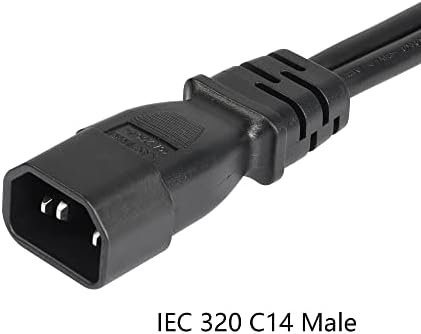 Cerrxian 0,3M IEC 320 C14 до двојно IEC 320 C15 Cableенски кабел за проширување на сплитер за рутер ， мрежен прекинувач, компјутер