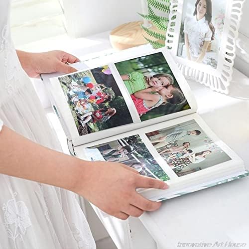 Dlvkhkl 4d голем 6 инчен фото албум 100 чаршафи хартија за книги за бебиња за семејни албуми за книги Свадба Фото DIY