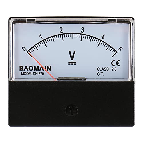 Baomain Voltmeter DH-670 DC 0-5V правоаголна класа 2.5 аналоген панел на напон на напон на напон на напон