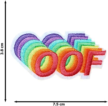 JPT - OOF Светли бои Виножито букви знак извезено Апликација Ironелезо/Шие на закрпи со значка симпатична лого -лепенка на елек за