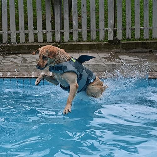 Ripstop Dog Swim јакна, рефлексивен и прилагодлив елек за миленичиња базен со рачка, костим за капење за кучиња за пловење и пливање,