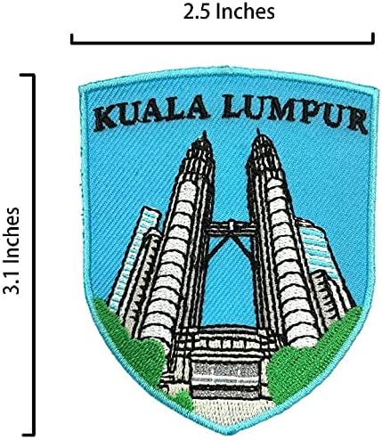 А-Еден-Куала Лумпур извезена лепенка+Малезија знаме и пин за лаптоп, пејнони близнаци за везови, обележје на железо за шиење, игла на