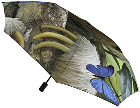Мрзлив И Пеперутка Патување Чадор Ветроупорен 3 Пати Автоматски Отворен Затвори Преклопен Чадор За Мажи Жени