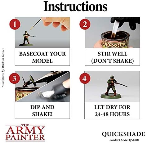 Минијатурен лак на Армијата на Армијата за минијатурно сликарство, модел на темни тон боја Quickshade лак, тенџере/конзерва,