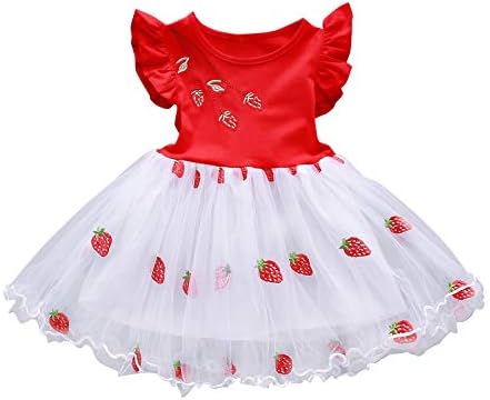 Принцеза лета јагода бебе везена облека за облекување девојки девојки девојки фустан за девојки за