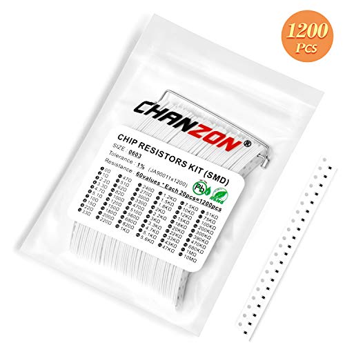 Chanzon 1200pcs 0603 SMD Отпорник Комплет 0-10M ® OHM 60 Вредности 1/10W 0.1 W € 1% Толеранција Дебел Филм 0 - 10MR SMT Чип Отпорници