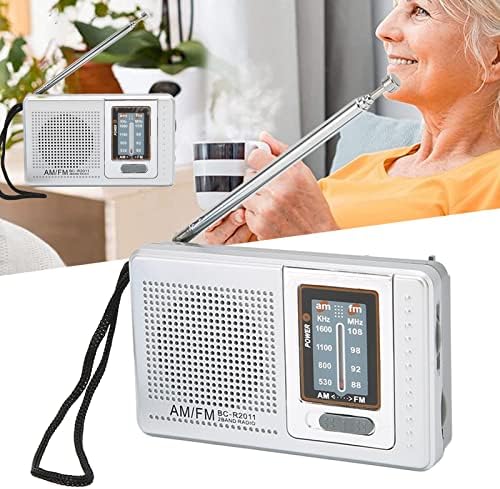 Radios, AM FM радио батерија управувана вградена во звучникот Преносен џеб радио за надворешно патување сребро Greyportable