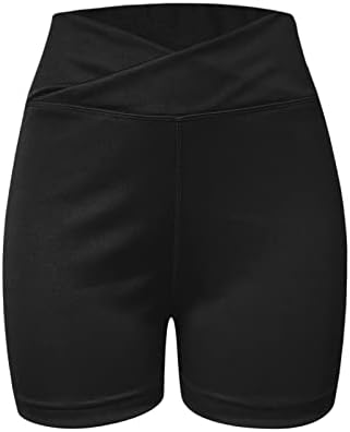 Солидни шорцеви за жени за жени, женски еластични половини удобни шорцеви со џебни плажа тренингот кратки панталони