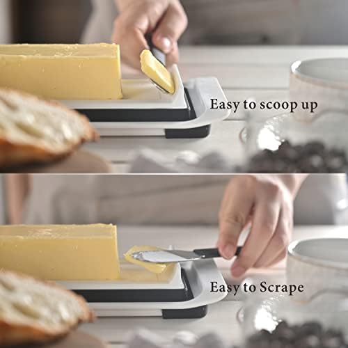 Кирендао Херметички чинија со путер со капаци и нож за ширење на капакот и фрижидер, чувајте го путерот свеж, лесен лажичка, безбедна