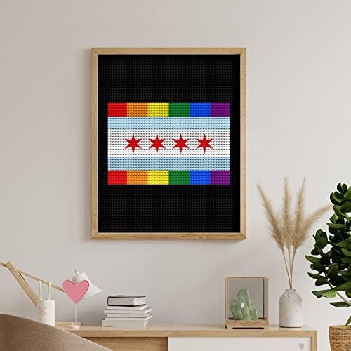 Чикаго гордото знаме обичајно дијамантско сликарство комплети слика уметност со броеви за украсување на домови од wallидови 16 x20