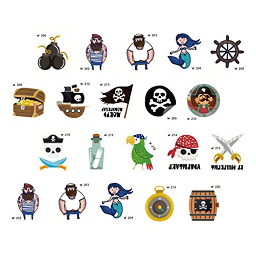 Toyvian 40pcs пиратски привремени тетоважи лажни пиратски капетани со компас знаме богатство на налепници за градите на градите на налепници