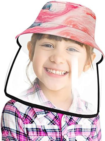 Заштитна капа за возрасни со штит за лице, рибарска капа Анти сонце капаче, розово сино уметност мермер
