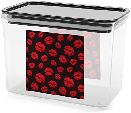Црвени Усни Отпечатоци Контејнер За Складирање Храна Пластични Проѕирни Кутии За Складирање Со Капак За Заптивка