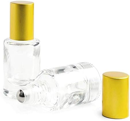 Гранд парфими луксузни цилиндрични стаклени шишиња со стакло, 5 мл чиста стакло 5мл есенцијално масло од шишиња со мат златни капачиња
