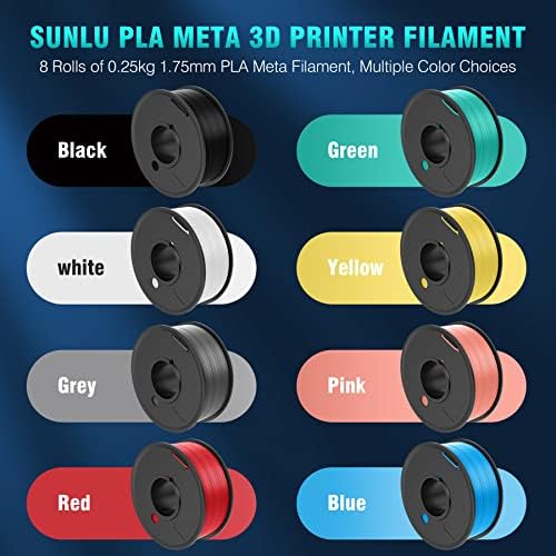 Sunlu 250G PLA мета -филамент 1,75мм пакет, 3D печатач за филаменти за печатач, повеќе кокошки, високо флуидно, брзо печатење за 3Д печатач ， 0,25