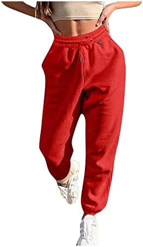 Panенски џогери панталони со џебови лабави влечење панталони плус големина на дното на пот, активна облека со активна облека за