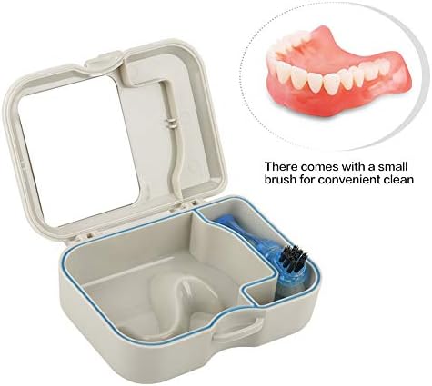 Fafeicy 1pc кутија за складирање на протези, кутија со огледало и чиста четка за стоматолошки апарат, рачни алатки и додатоци