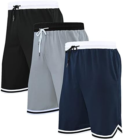 Кошаркарски шорцеви Aopaosp 2/3 пакет со џебови за патенти за мажи, активни атлетски шорцеви