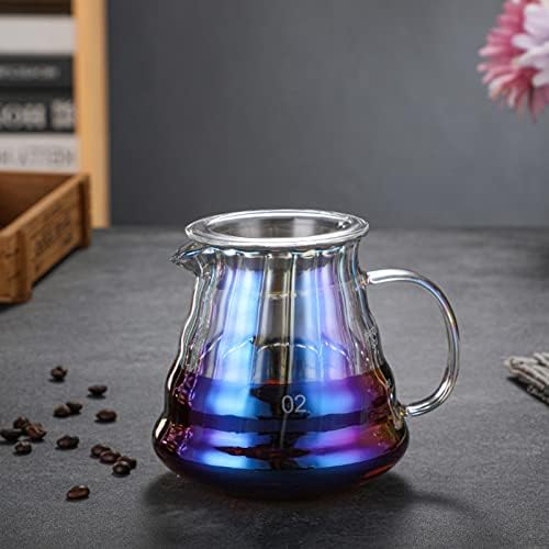 Iridescence стакло сервер за кафе, разнобојно стандардно стакло кафе -карафе за стакло за прелива преку производител на кафе, стакло кафе за