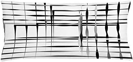 Ambesonne Modern Art Throw Pellow Pillow Cover, минималистичка слика со симплистички простори и резервни асиметрични решетки и линии, декоративен