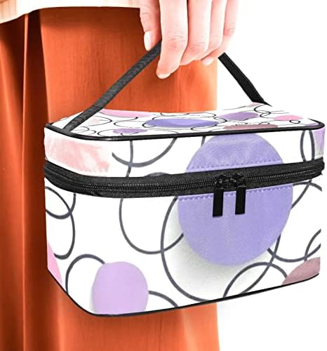 Мала Торба За Шминка, Патент Торбичка Патување Козметички Организатор За Жени и Девојки, Виолетова Розова Полка Точка Круг Мода