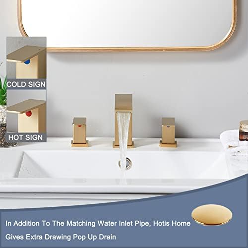 Hotis Home модерна четкана четка за бања, тапа за бања за мијалник 3 дупка, 8-инчен 3 дупки од месинг суета, суета од 2 рачки, тапа за мијалник