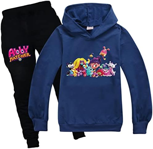 Waroost Kids Abby Hatber 2 Piects Tracksuit Sweatshirt Set Cartoon Pullover Hoodie+Pantans Jogging Pants во 7 бои