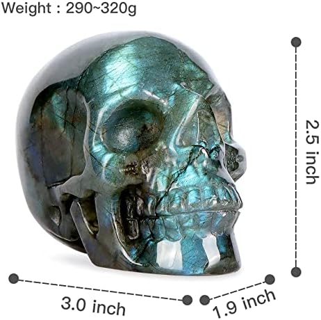 LEADGEM 3 лабрадорит кристален череп фигура декор заздравување камења врежан светлечки камен череп глава штука скулптура украси