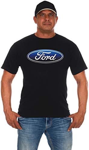 JH Дизајн Група Група за мажи Форд маица овална лого екипаж вратот црна кошула