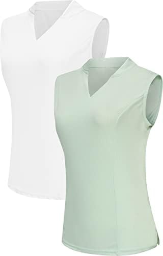 Trendimax Womens 2 пакет голф кошула против вратот Брзи суви полови кошули Атлетски тениски резервоар за тренинзи за жени за жени