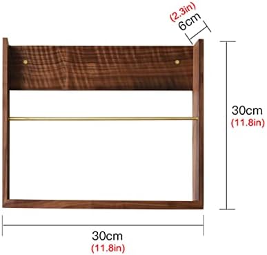 Држач за списанија за брошури на WDJBPSH Grousage wallидови, дрвен висички дисплеј со ленти за задржување на месинг, 30/35 /60 см широка