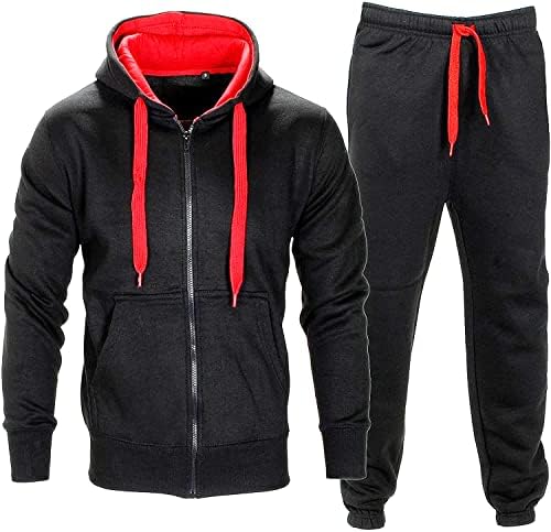 Сочни Trendz® Mens Tracksugts Tracksuits Happed Zipper Jogging Gym Activewear 2 PIECE Set