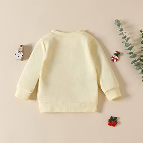Детско дете бебе унисекс памук есенско Божиќно печатење со долги ракави со долги ракави врвови облека високи врвови за момчиња големина