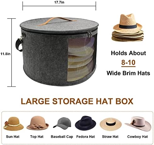 Голема кутија за складирање на шапки со капаци, преклопна почувствувана кутија за складирање на шапки со рачка за отпадоци за складирање на облека