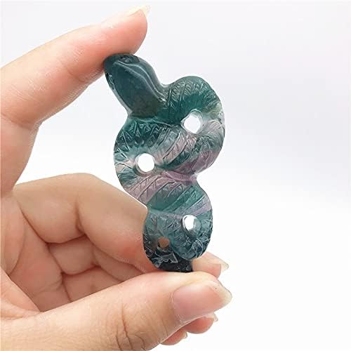 Heeqing AE216 1PC Природна разнобојна флуоритна змија рака врежана полиран кварц кристално животно, реики лековити камен природни