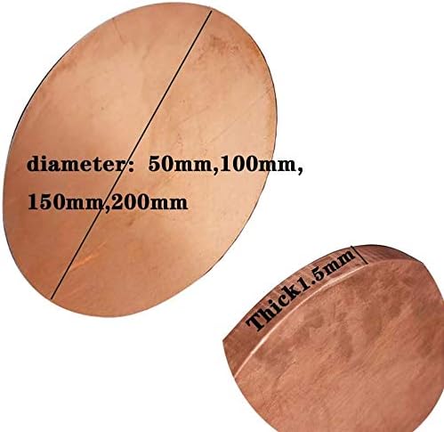 Havefun метална бакарна фолија од бакарен диск со тркалезен круг, кружна плоча за заптивка, кружен H62 бакар CNC метална обработка на суровини Дебелината исечена 1,5мм, диј
